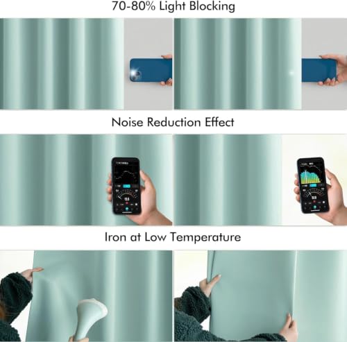 Aqua Back Tab Blackout Curtains 52x120 Inch Long 2 Panels Set (2 Count)