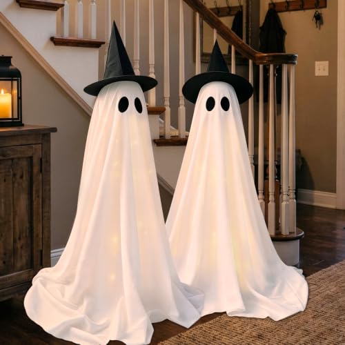 2Pack Halloween Ghost Decorations Outdoor with Remote Lights (2 Count)