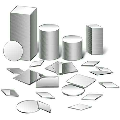 150 Pieces 1 Inch 3 Shapes Mirror Mosaic Tile Small Round Diamond Square Mini Mosaic Mirrors DIY Craft Glass Decorative for Projects Crafts Supplies