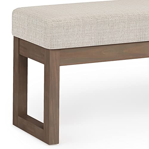 Milltown 44" Wide Tweed Look Rectangle Ottoman in Platinum