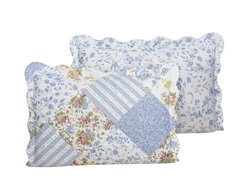 Blue Roses Patchwork Quilt Set