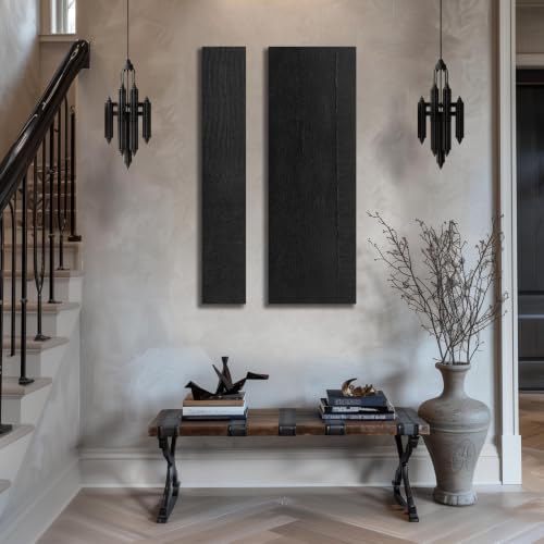 3D Painting Wall Art For Living Room 2 Piece Black Abstract Wall Art For Office 24 x 47 Inch