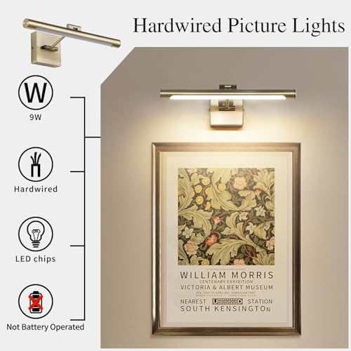 LED Picture Lights for Paintings Bronze Finish 16.53" Long Swing Arm Display Wall Art Light 7W Gallery Hallway Lighting Over Pictures