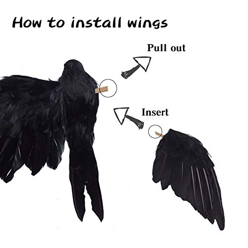 2 Pack Realistic Crows Lifesize Extra Large Handmade Black Feathered Crow for Halloween Decorations Birds (2 Count)