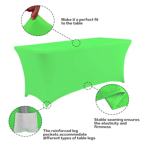 2 Pack 6FT Table Cloth for Rectangular Spandex Green Table Cover (2 Count)