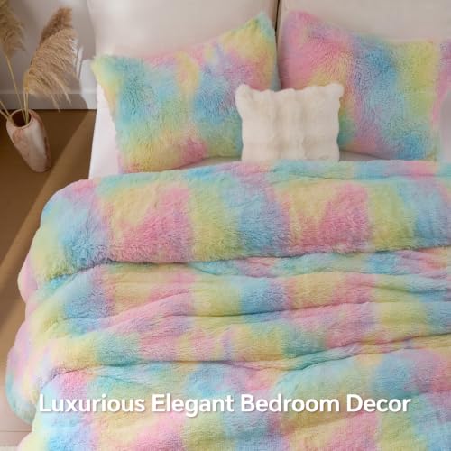 Multi Pink Fluffy Comforter Set King