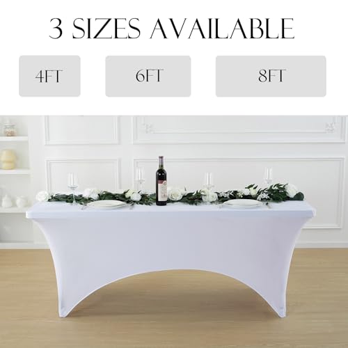 2 Pack 8ft White Spandex Tablecloth (2 Count)