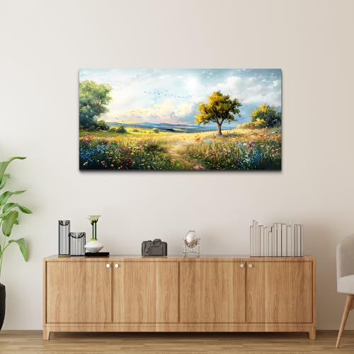 Canvas Wall Art For Bedroom Wall Decor For Living Room Modern Office Decorations Pastoral Wall Paintings Scenery Abstract Watercolour Farmhouse Pictures Canvas Artwork Room Home Decor Mural