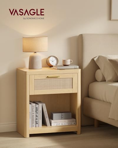 Set of 2 Boho Nightstands with Rattan (2 Count)