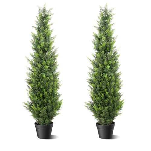 4FT Artificial Cedar Topiary Trees 2 Set (2 Count)