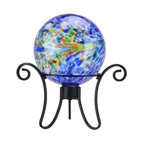 10" Gazing Ball Glass Reflective Garden Globe for Outdoor Lawn Decor