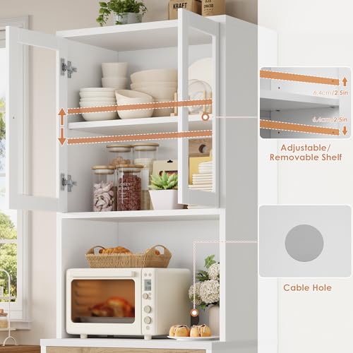 71“ Tall Kitchen Pantry Storage Cabinet with Microwave Stand