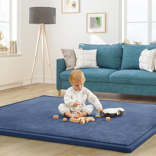 Baby Play Mat for Floor Nursery Rug Muscle Mat Area Rug Playroom Rug 79"x118" Playpen Mat Elastic Foam 1.3" Thick Crawling Mat for Babies
