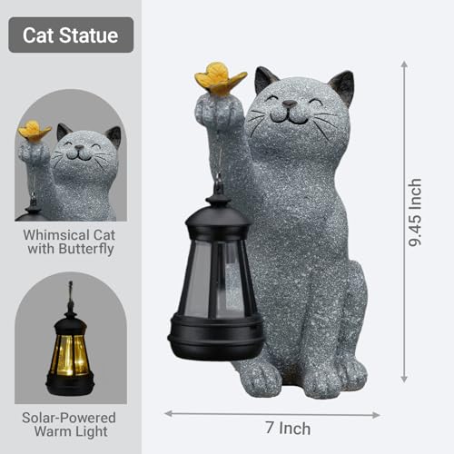 Solar Cat Garden Statue Outdoor Decor