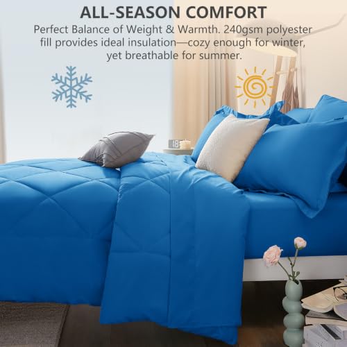 Oversized Queen Comforter Set Royal Blue