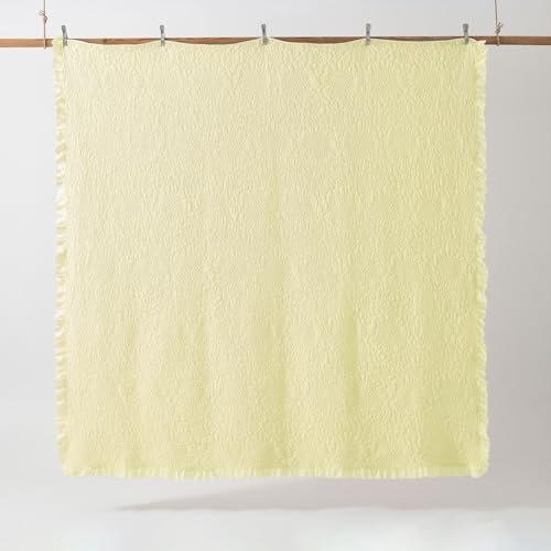 Pastel Yellow Ruffled Quilt King Size (3 Piece Set)