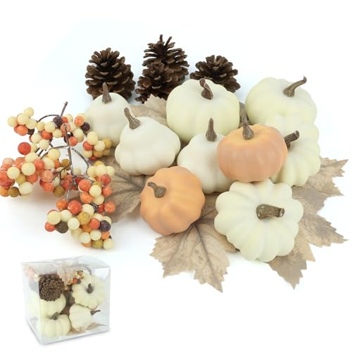 17 PCS Kit Artificial Pumpkins Decorations (17 Count)