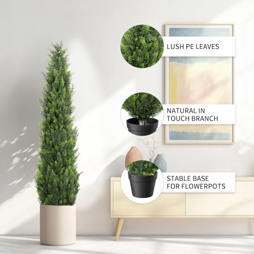 5FT Artificial Cedar Topiary Trees 2 Set (2 Count)