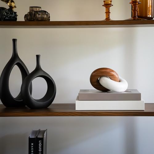 Marble and Wood Decorative Knot for Shelf or Table Decor