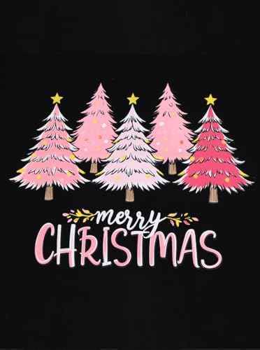 Christmas Tops for Women Holiday T Shirts Long Sleeve V Neck Funny Tree Shirt Christmas Vacation Tees Pink L