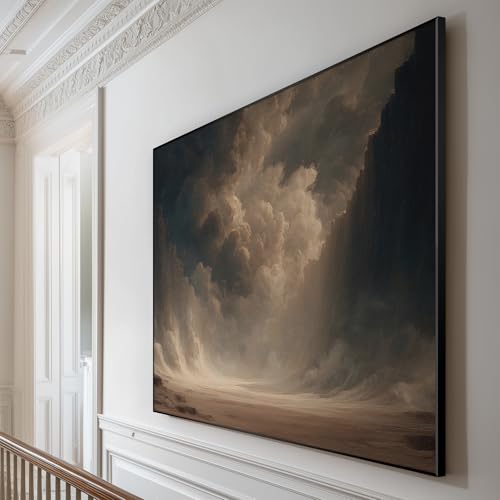 46"x60" Extra Large Framed Wall Art Dramatic Canyon Storm Cloudscape Illustration for Home Living Room Bedroom Decor