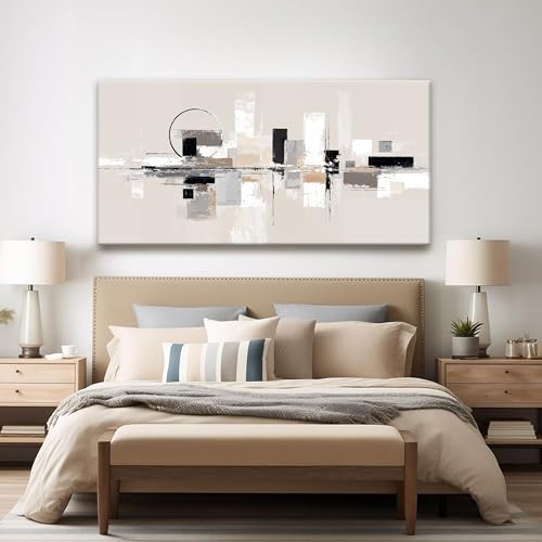Abstract Wall Art Black White Wall Art Painting Grey Brown Canvas Art Wall Decor Prints Minimalist Abstract Wall Decor For Living Room Bedroom Kitchen Office Home Decoration 24" × 48"
