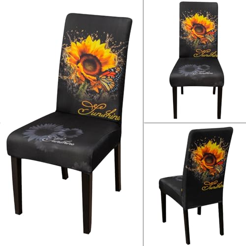 Sunflower Chair Covers for Dining Room Set of 4 (4 Count)