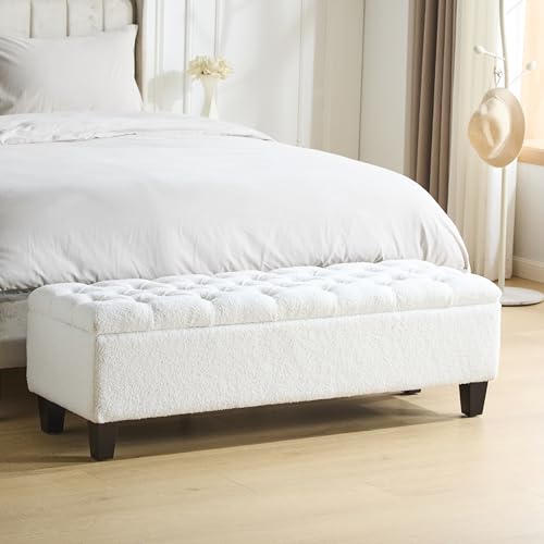 Ottilie Boucle Fabric Storage Ottoman Bench