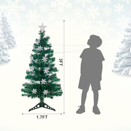 3 FT Fiber Optic Christmas Tree with Lights Artificial Xmas Trees