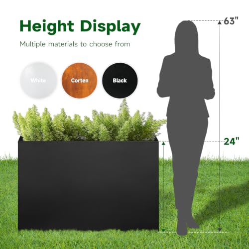 Metal Outdoor Planter 36" L x 15" W x 24" H for Metal Rectangular Planter