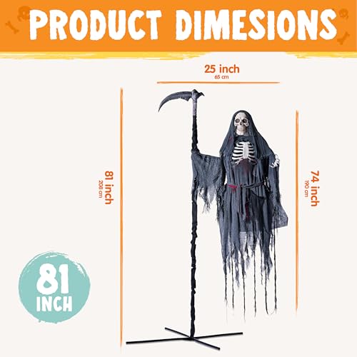 6 Ft Flying Grim Reaper Animated Halloween Decorations Outdoor with Sickle