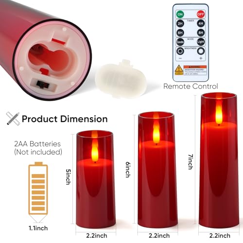 Red Flameless LED Pillar Candles (9 Count)