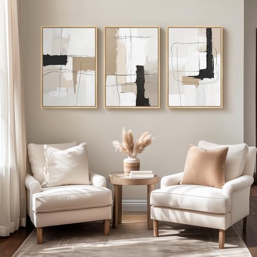 Framed Neutral Black and White Abstract Wall Art (3 Count)