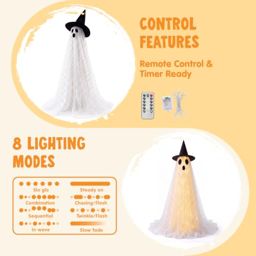 2 Packs 47'' Halloween Decorations Outdoor Standing Ghost