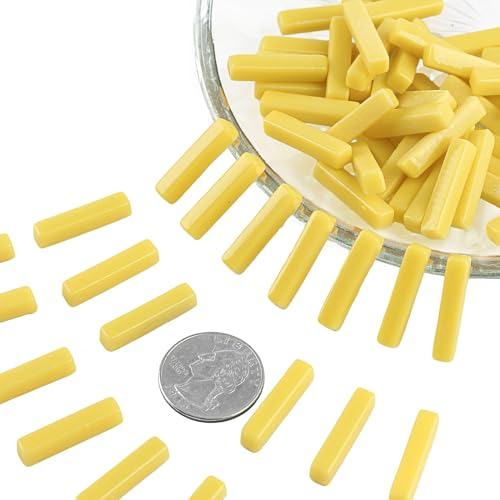 150g Yellow Strips Glass Mosaic Tiles for Crafts Bulk (5.29 Ounce)