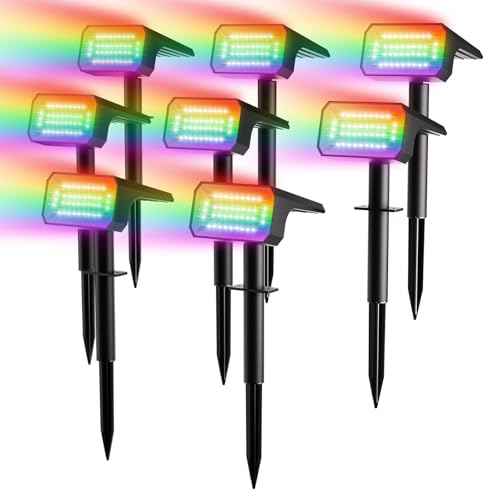 Color Changing Solar Spot Lights Outdoor 8 Pack (8 Count)