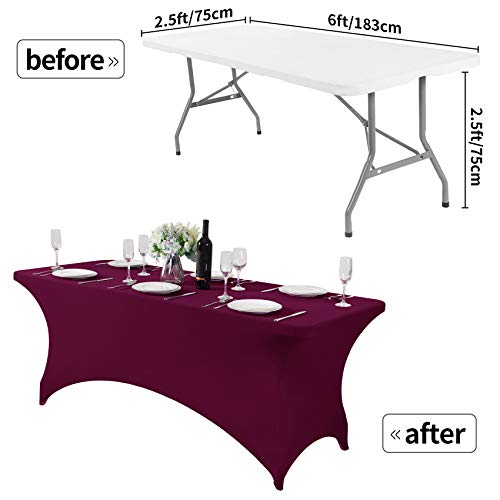 2Pack Spandex Table Cover for 6Ft or 4fT or 8ft Table Universal Fitted Stretch Tablecloth for Party (2 Count)