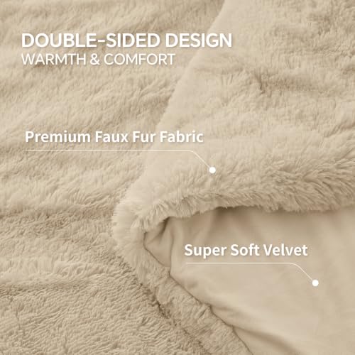 Beige Fluffy Comforter Set King