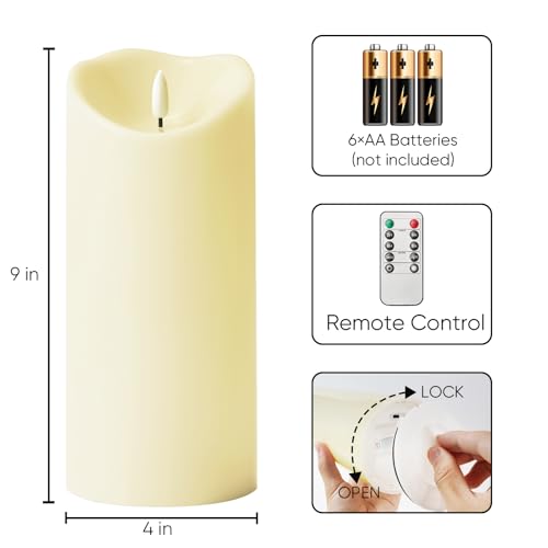 4"x9" Outdoor Waterproof Flameless Candles with Timers and Remote Control (2 Count)