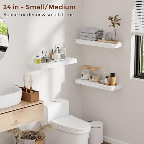 48 Inch Floating Shelves for Wall 8 Inch Deep White Shelves Set of 2 (2 Count)