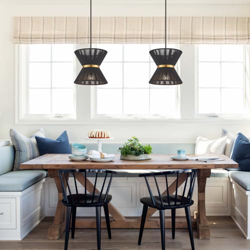 Hand Woven Boho Pendant Light Coastal Mini Modern Chandelier Adjustable Transitional Minimalist Pendant Lighting Fixtures for Kitchen Island Dining Room