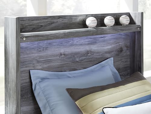Smoky Gray Full Panel Bed with 6 Storage Drawers