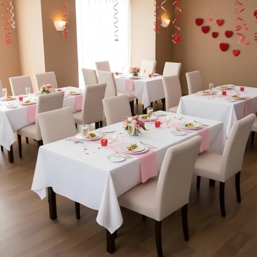 White Tablecloths for 8 Foot Rectangle Tables (6 Count)