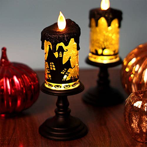 Bats Halloween Snow Globe Flameless Candle Battery Operated