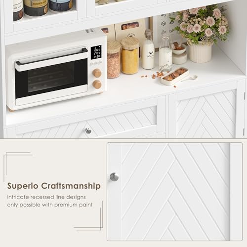 72” Tall Kitchen Pantry Storage Cabinet with Painted Strip Door