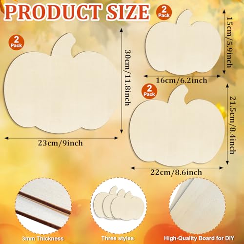 Wooden Pumpkins Ornaments to Paint Halloween Thanksgiving Decoration Cutouts Unfinished 6Pack (6 Count)