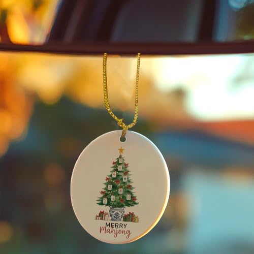 Chinoiserie Pot Mahjong Christmas Tree Ceramic Ornament Gifts