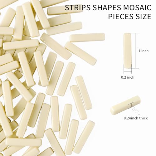 150g Ivory Strips Glass Mosaic Tiles for Crafts Bulk (5.29 Ounce)