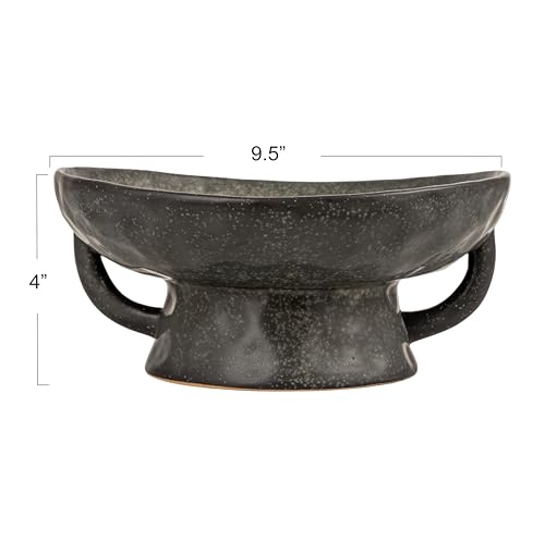 Stoneware Footed Pedestal Bowl with Handles