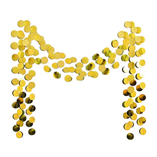6 Pcs Glitter Gold Paper Circle Dots Garland (6 Count)